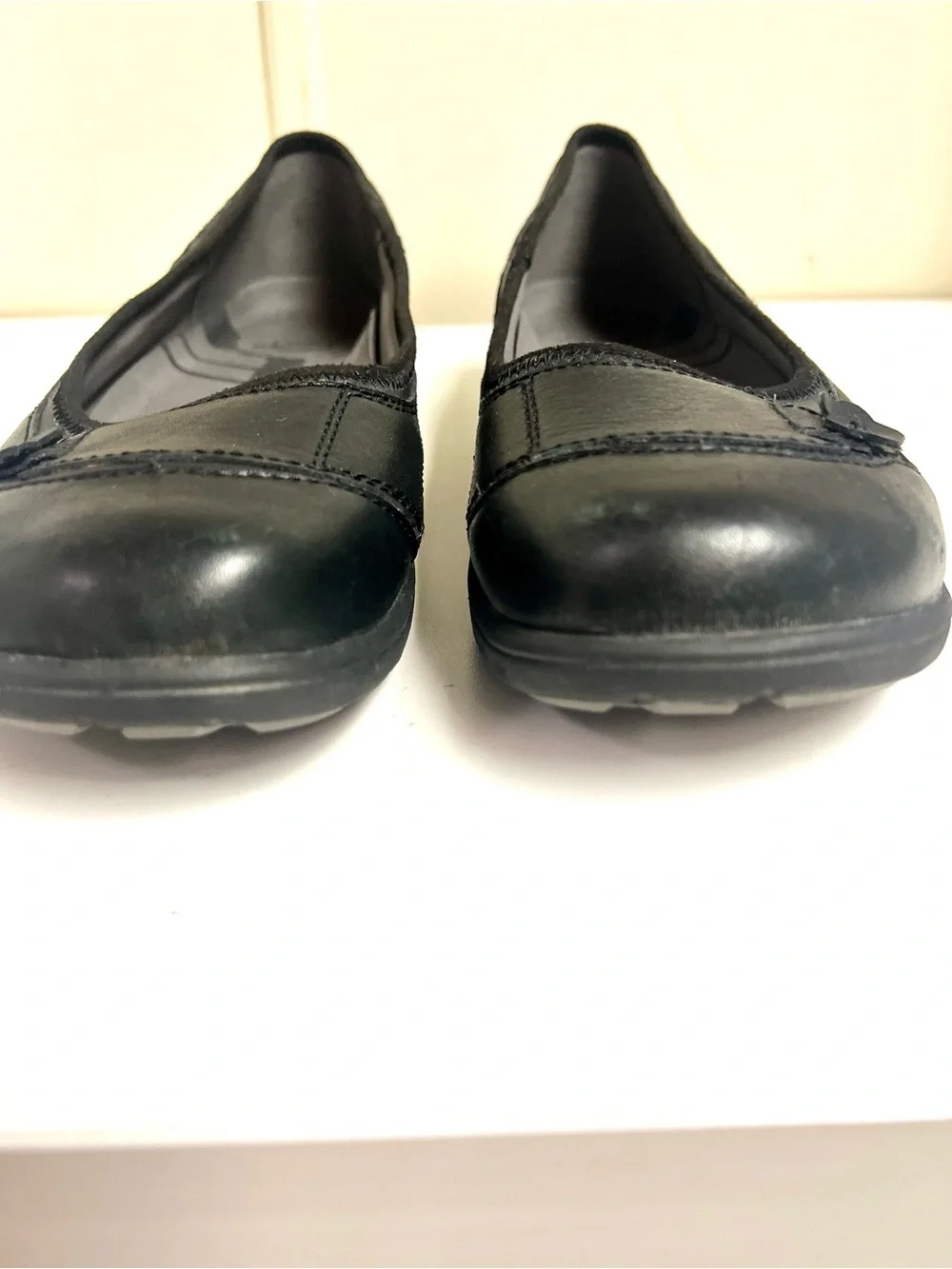 ABEO smart system women's orthopedic leather ballet flats black round toe 10M